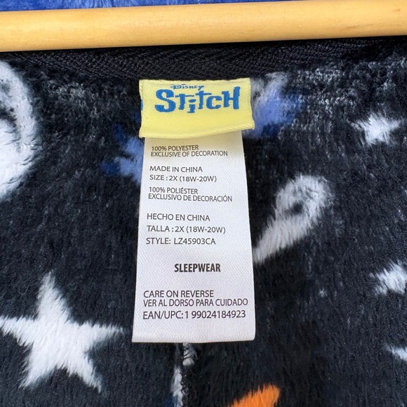 Disney Stitch Skeleton Halloween Plush Fleece Hooded Union Suit 2X - Picture 5 of 7